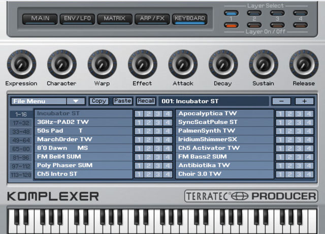 Terratec Komplexer The interface is reassuringly simple
